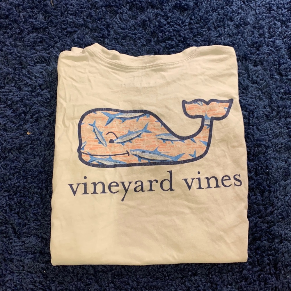 White Vineyard Vines with Pink and Blue Whale